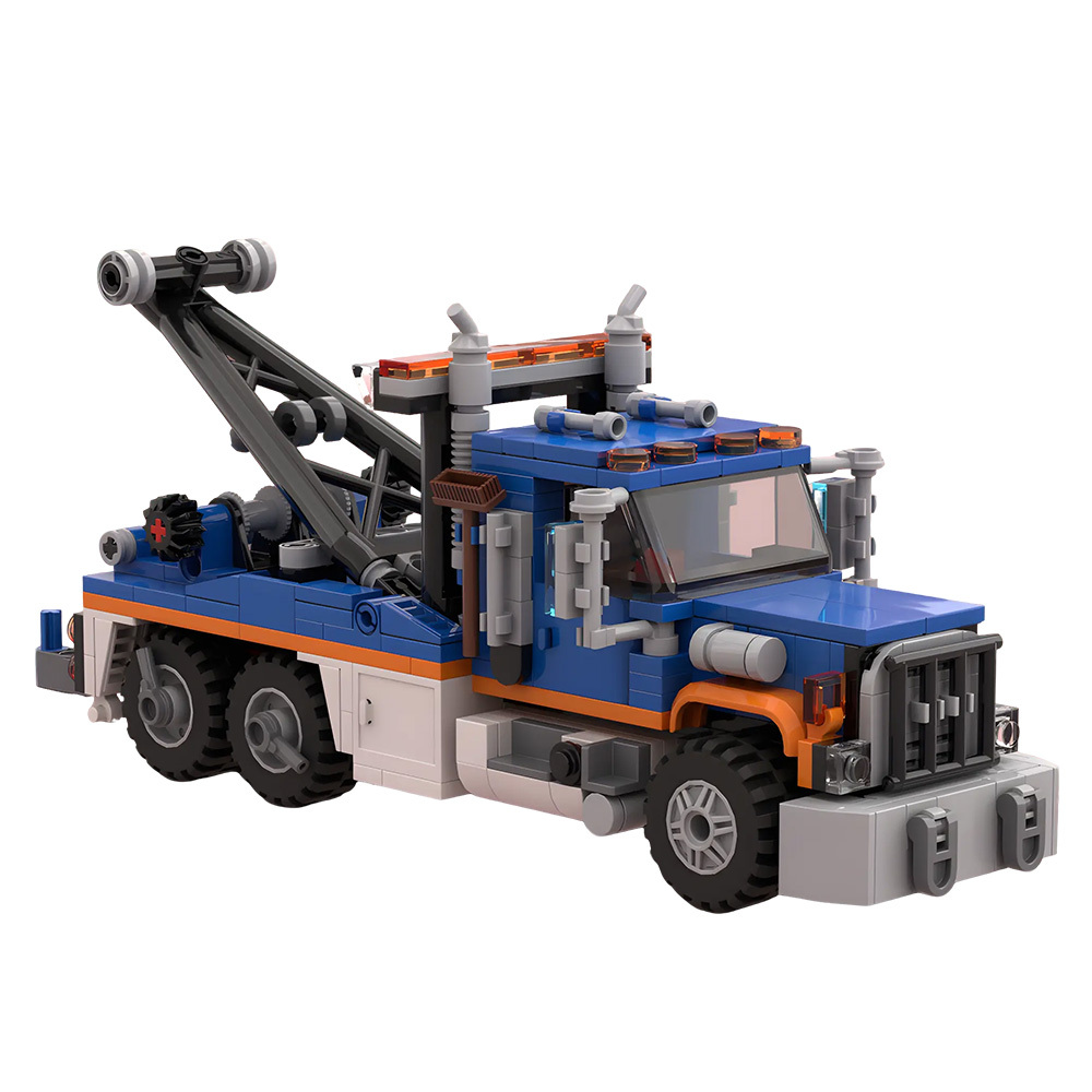 Image of 416pcs Heavy Tow Truck Building Set - Professional Recovery Vehicle - Detailed With Boom - Adult Collectible Display - Christmas Gift