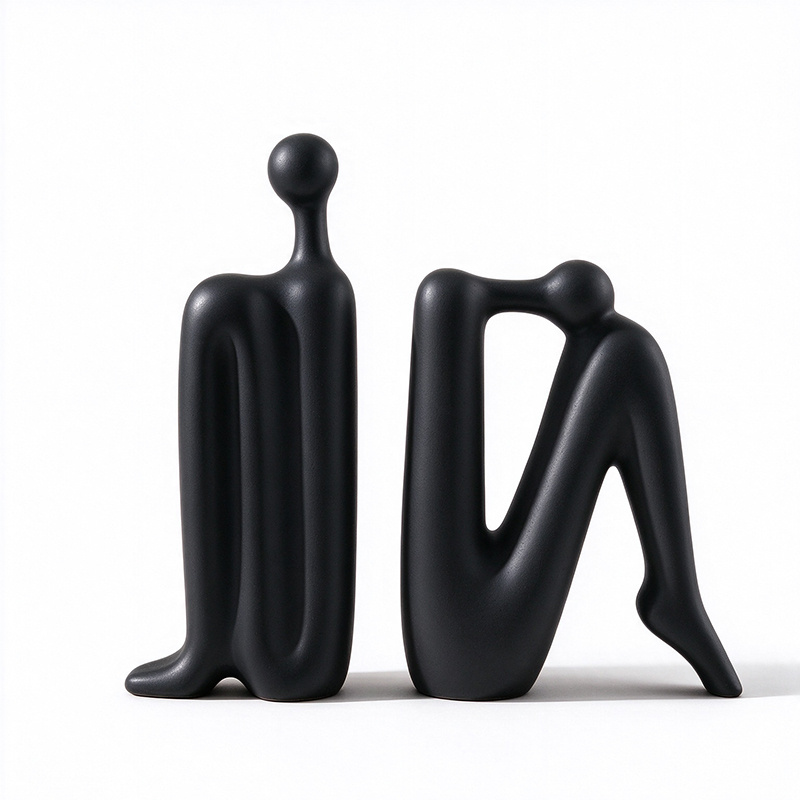 Set of 2 Modern Decorative Bookends, Abstract Human Figure Statues