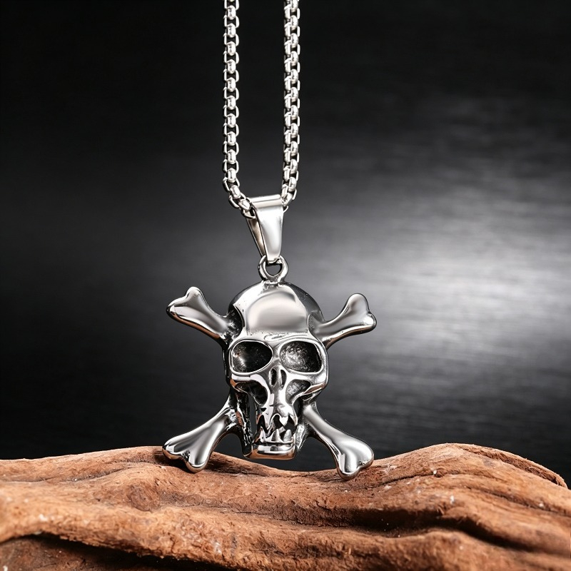 Western Pirate Skull Crossbones Pendant Necklace