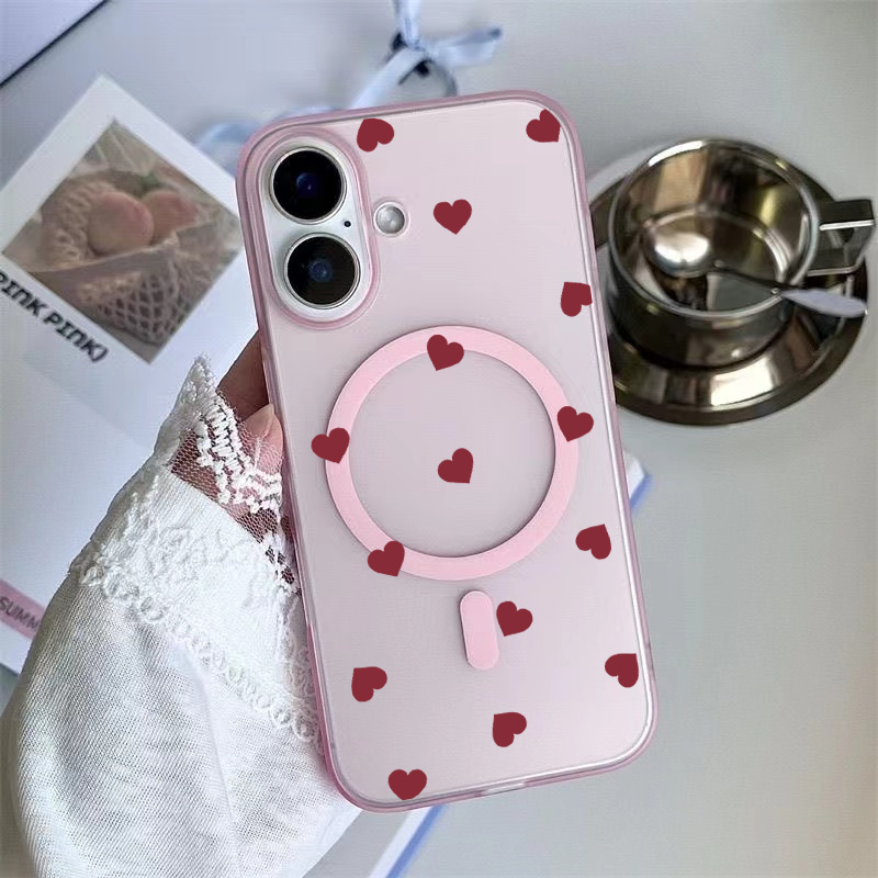 Image of Phone Case: Red Transparent With Magnetic Phone Case Designed For Iphone Models 17 16 15 14 13 12 And 11 Pro Featuring A Clear Shockproof Soft Back Cover