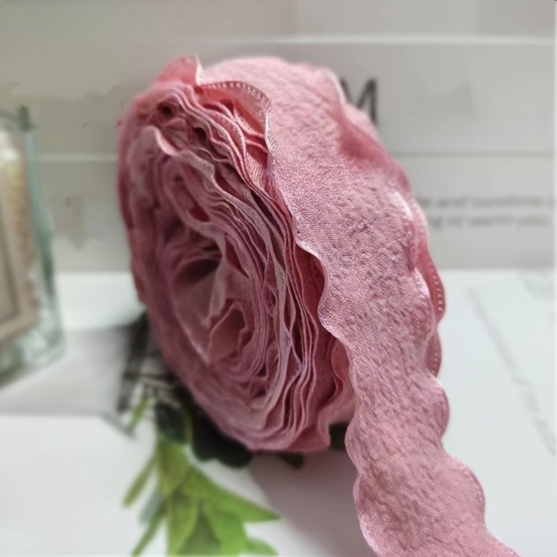 TEMU Elegante nastro di raso plissettato a bolle qualit� | 300cm/118.11in, tessuto , ricco, rosa delicato, , per Natale, matrimoni, compleanni, San,