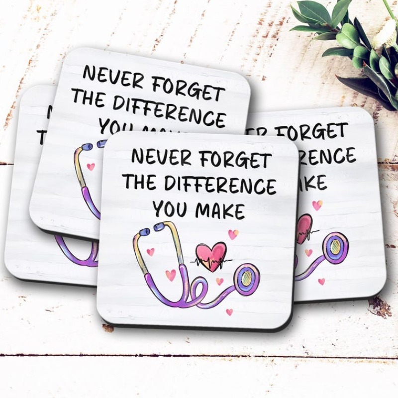 TEMU 4pcs Nurse Wooden Coasters, You Make, Healthcare Professional Thank You Gift, Medical Appreciation Gift