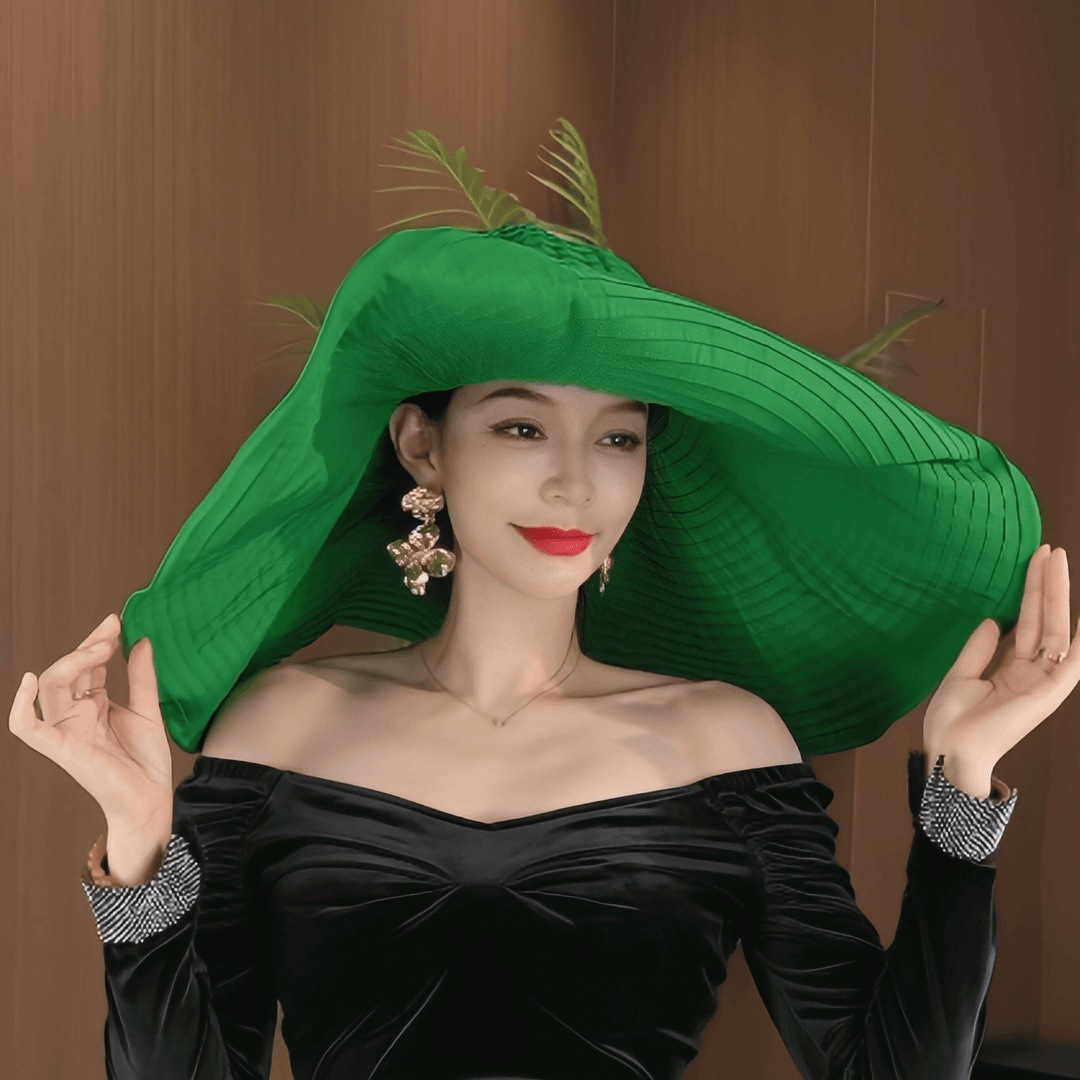 TEMU Chapeau de soleil d'été tendance à large bord, pliable, surdimensionné, pour les vacances