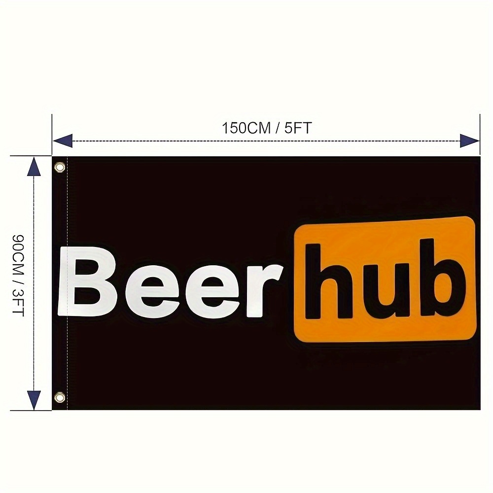 E-shop 1 Stück Lustige Bier--Flagge – Langlebiges Polyester, Schwarz mit Gelbem Weißem Text, "Bier"-Design, für Wohnheime, Bars &