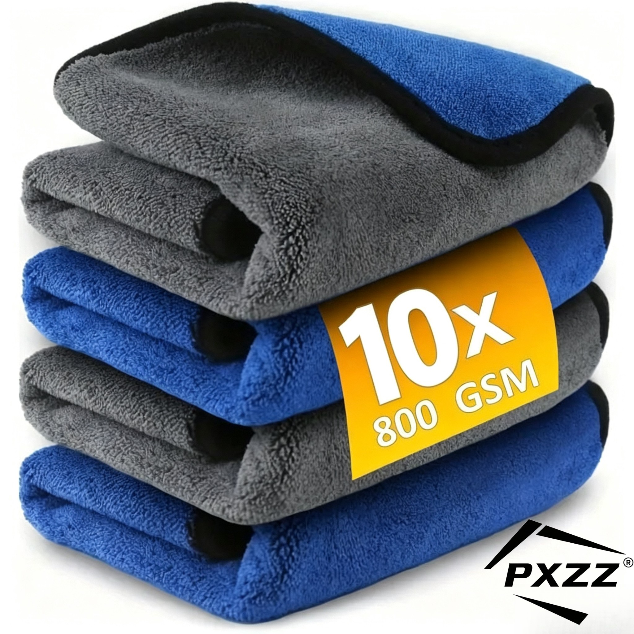 TEMU Pxzz 10pcs Set Of Microfiber Car Wash Towels, Soft And Quick-drying, Car Window Mirror Polishing Cloth, Home Double-layer Cleaning Towel, 800gsm