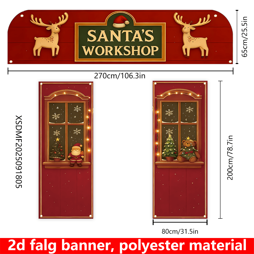 TEMU 2d Flat, 2d Flag Banner, 3pcs, Christmas Party Porch Decoration Banner, 270cm*65cm/98.4in*25.5in 80cm*200cm/31.5in *78.7in*2, Celebrating