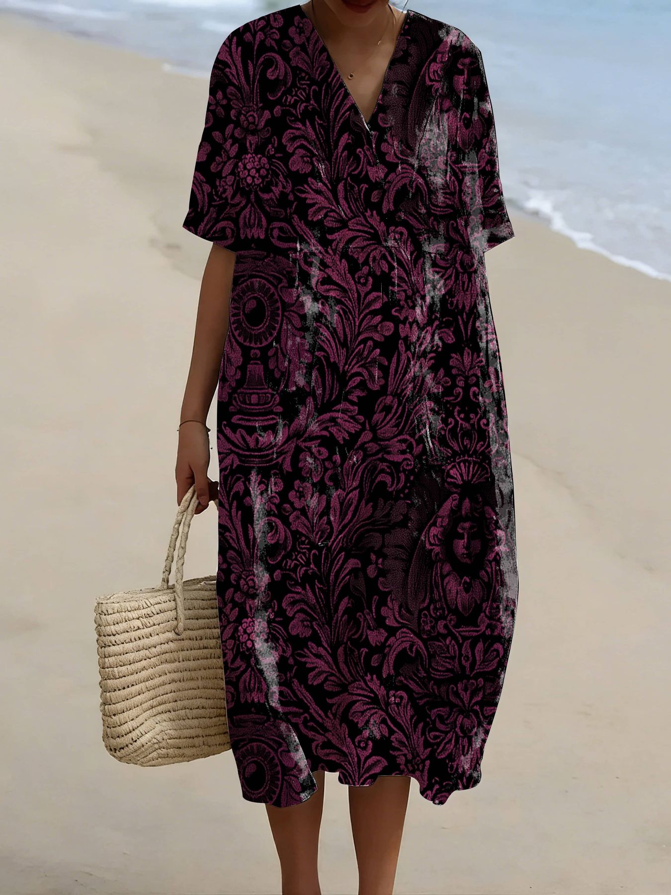 open lace back dress Scarlette Long Sleeved Purple Midi Dress