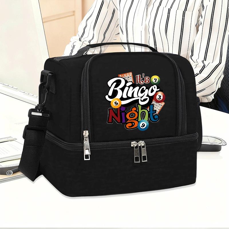 TEMU Colorful Bingo Large Capacity Lightweight Lunch Bag For Adults With Bingo Icon - Oxford Cloth Non-food Contact Meal Carrier Suitable For Picnic,