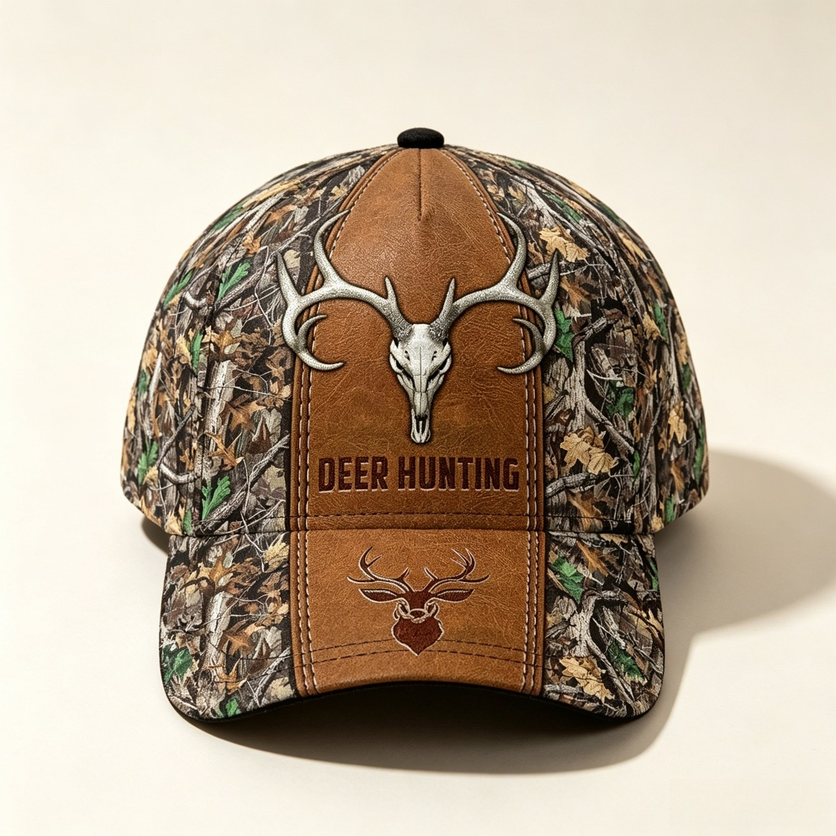 TEMU Deer Head Hunting , 2d Printed Camouflage Pattern, Adjustable Baseball , Lightweight And Breathable Outdoor Hat, Unisex Hunting Hat