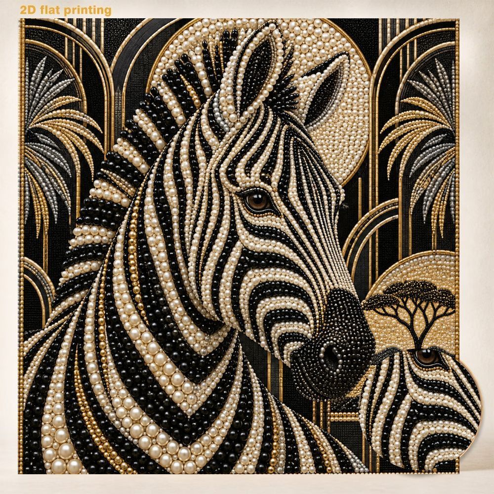 TEMU Diy Pearl Art Painting Kit, Diy Zebra Pearl Art Decorative Painting Handmade Craft Set For Adults, Stress-relief Artwork, Home Wall Hanging Art,