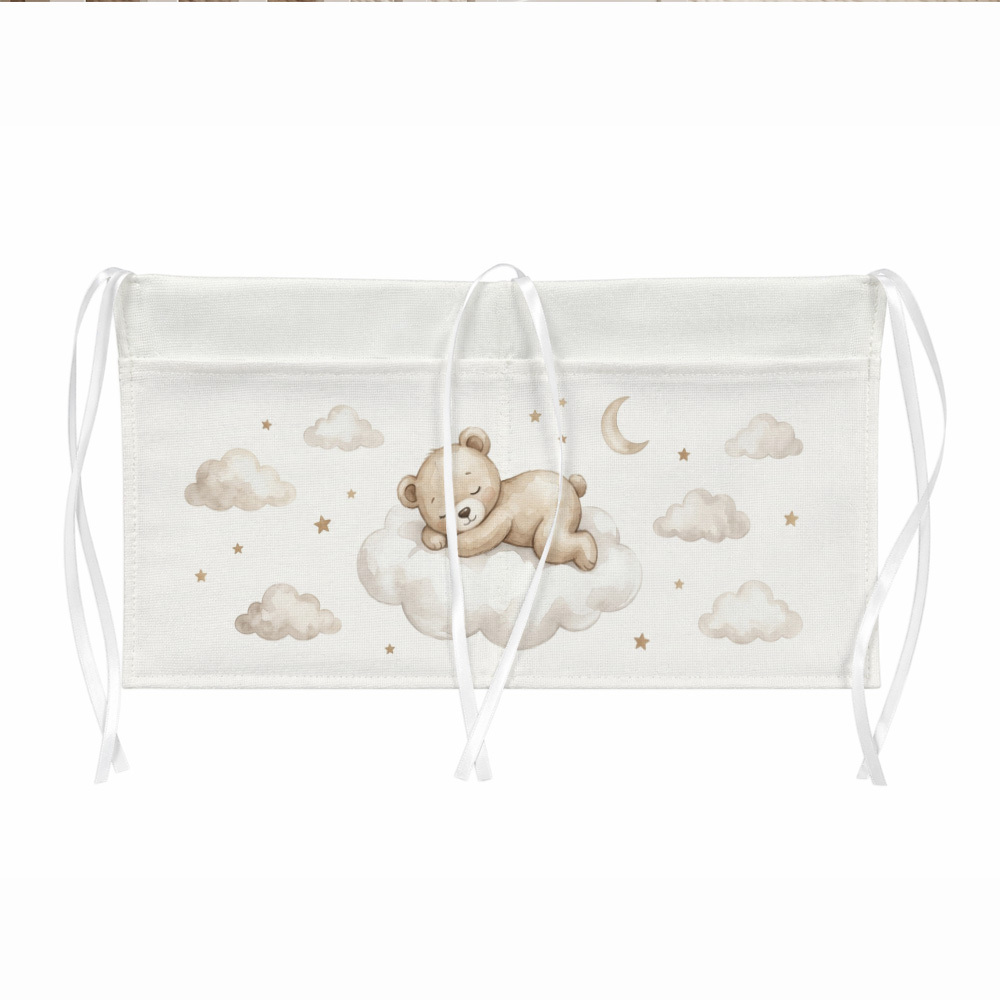TEMU 1pc Pastel Watercolor Hanging With 2 Pockets - Bear Cloud Moon Door Bag, Fabric Storage Suitable For Room Decor, Wall Hanger For, Books