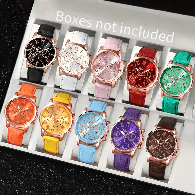 a set of 10 quartz watches unisex sporty and stylish   couples romantic and minimalist great for party decoration featuring faux leather straps and quartz movements ideal gifts for birthdays mothers day fathers day details 0