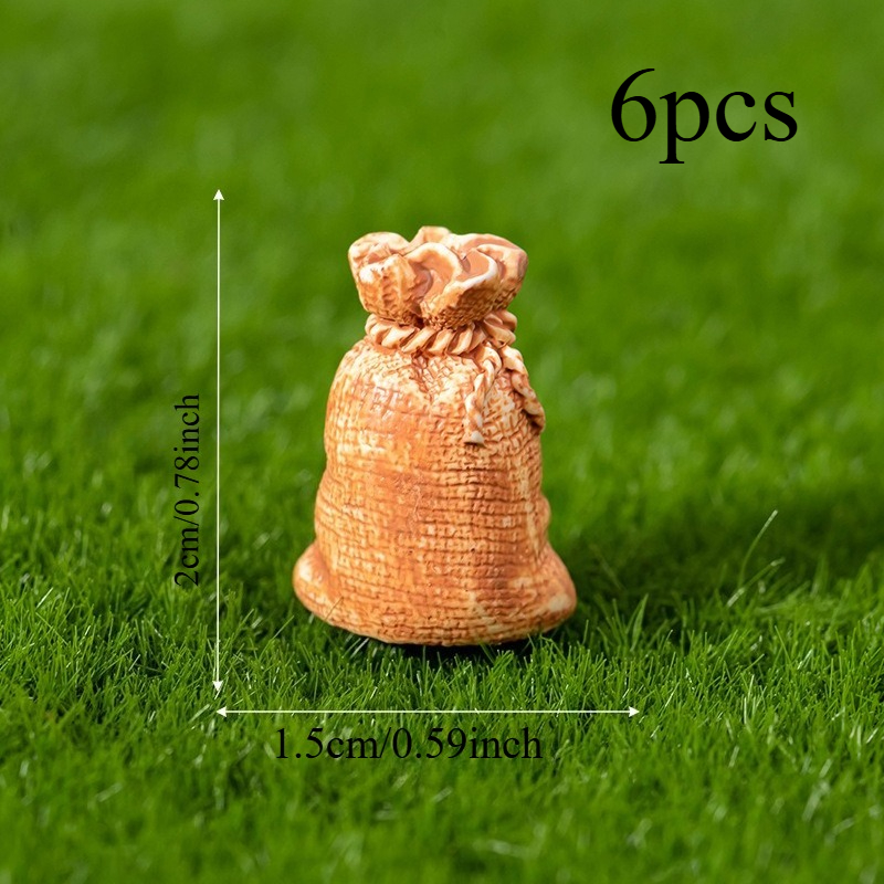 6pcs Realistic Burlap Sack Statues, Resin , Versatile For Multiple Scenes, Diy Handmade, Christmas Home Decoration, Miniature Landscape Room Decoration