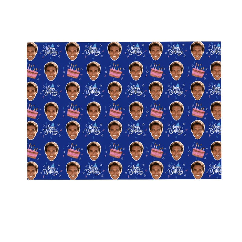 TEMU 1/3 Sheet Custom Photo Birthday Wrapping Paper Suitable For Birthday Cake Pattern Personalized With Your Photo, ////color Options, Durable Paper