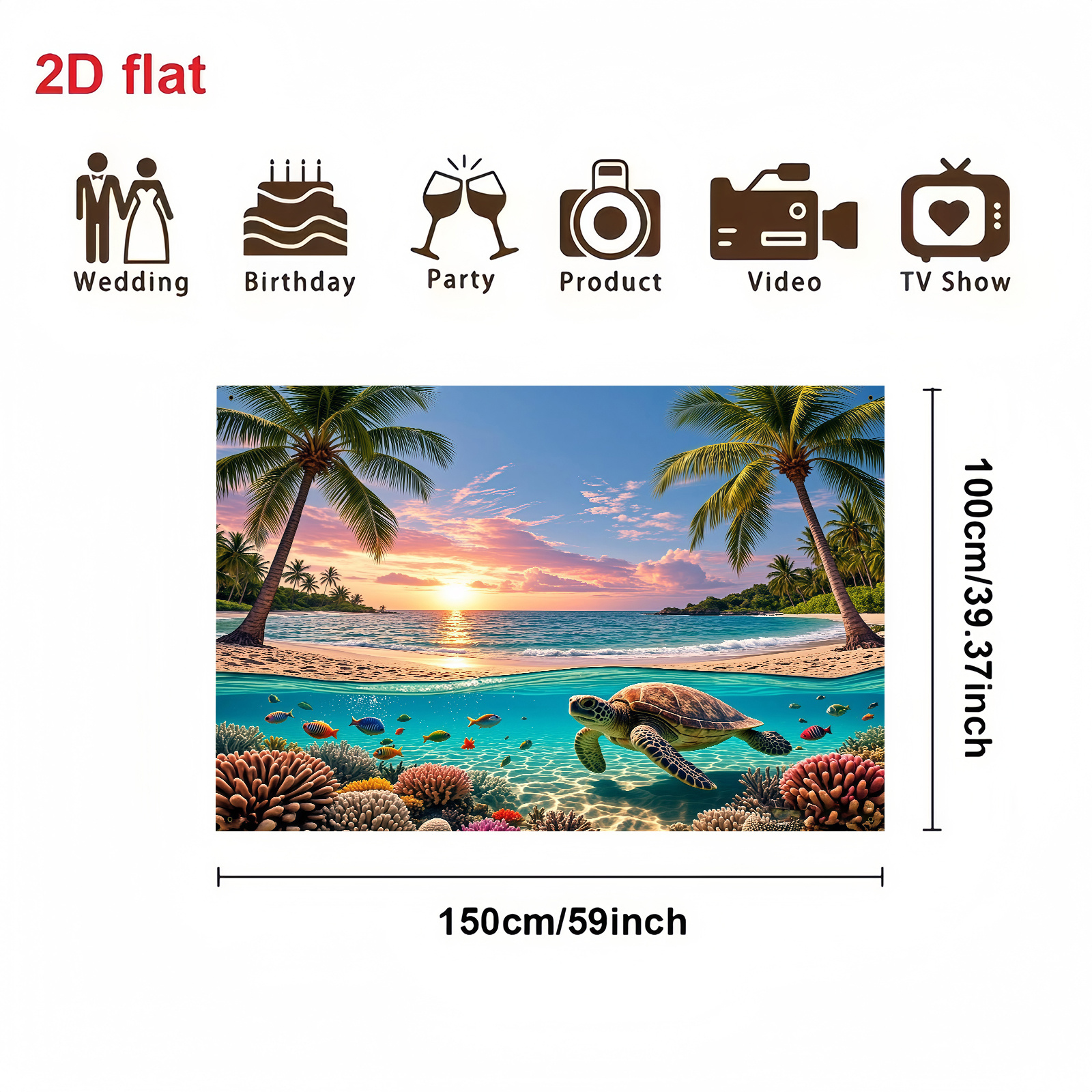 Tropical Beach Theme Polyester Backdrop Banner For Party Decor_voghion.com
