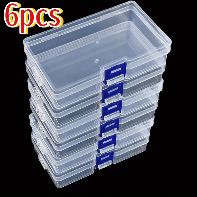 6pcs Rectangular Box Translucent Box Plastic Packing Box Storage Box Waterproof Multifunctional Dustproof Jewelry Storage Case