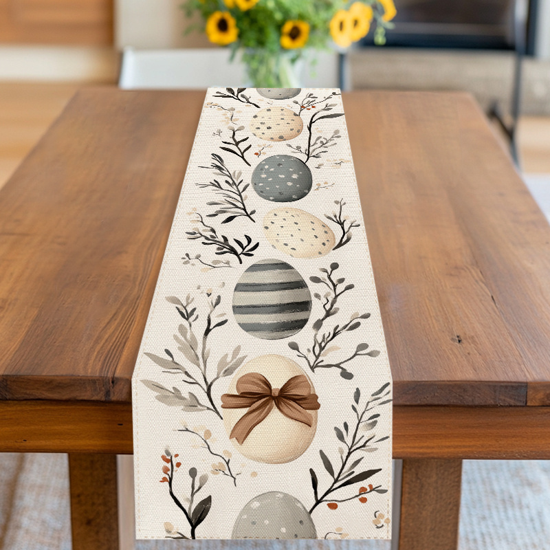 TEMU Tischläufer, Tischdecke, Weihnachts- -Design mit Eiern Blättern, geeignet für Ostern, Neujahr, Valentinstag, Thanksgiving, Jubiläen, Feiertage,