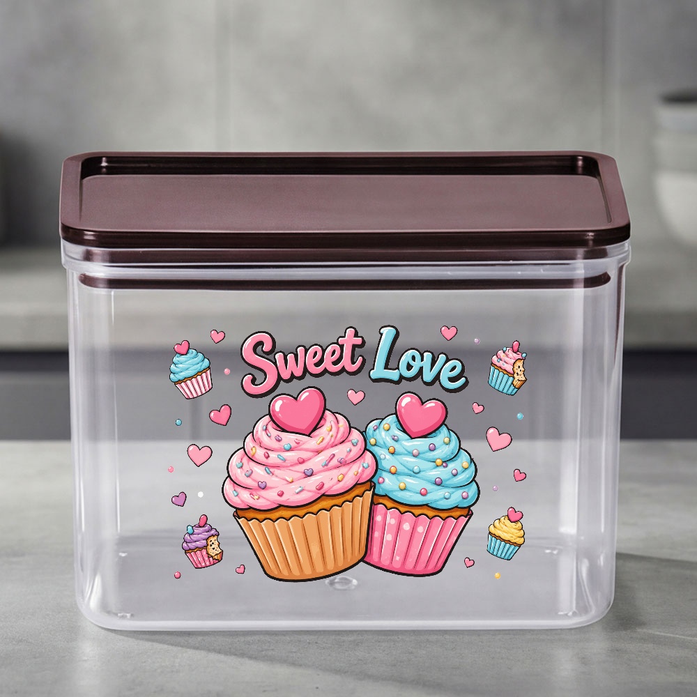 TEMU Cupcake Storage Jar, Cute Kawaii Clear Container With Black Lid, Sealed Pantry Organizer For , Candy And Baking Supplies, Gift For Bakers