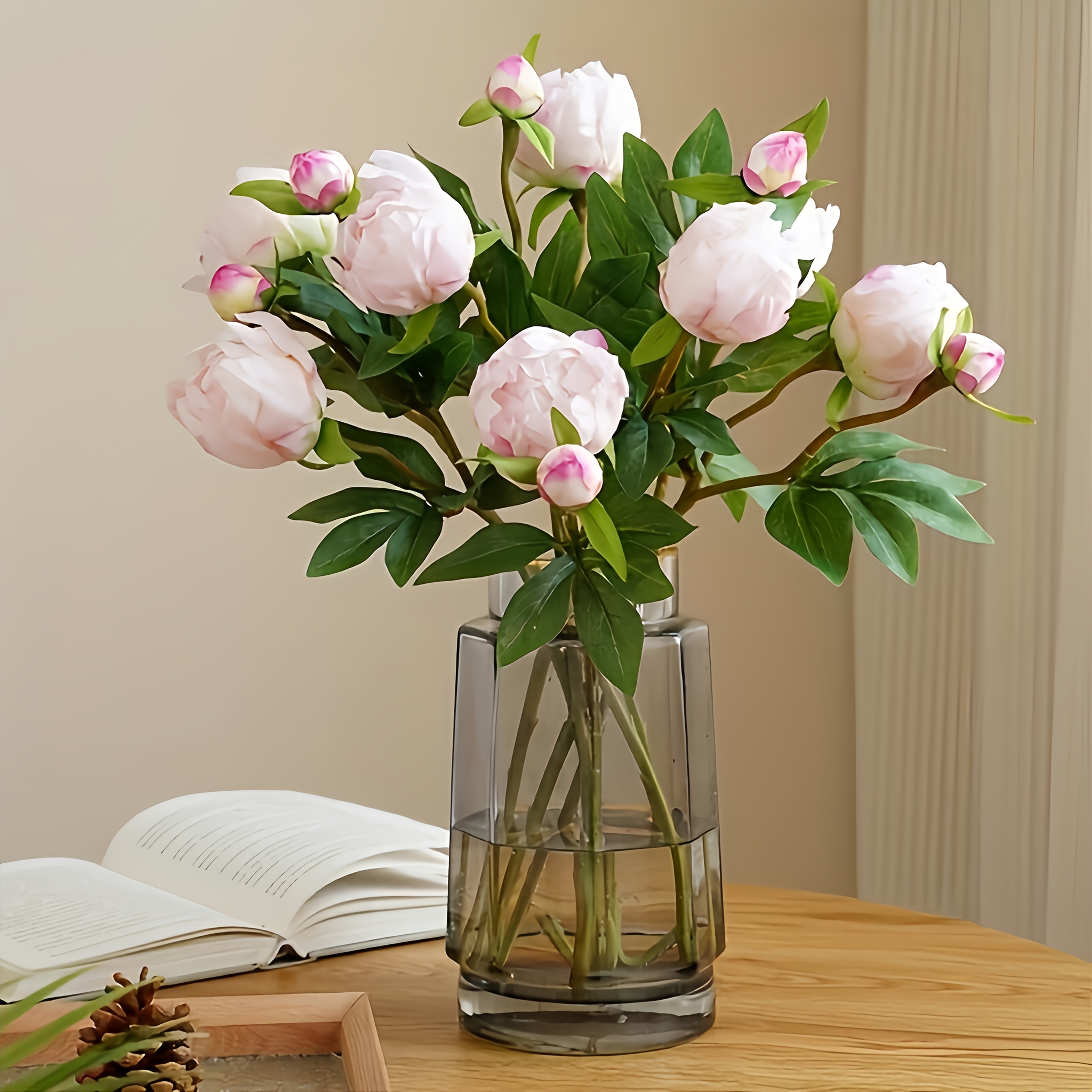 2 beautiful and realistic white peony simulation flowers peony flowers   white flowers wedding desktop decoration wedding dress decoration perfect decoration gift