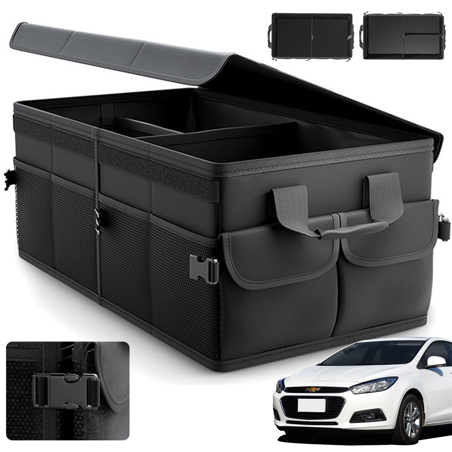 Image of 45l Large Foldable Car Trunk Organizer With Lid - Heavy-duty Collapsible Storage Box, Space- For Suv, Sedan, Van - Car, & Vehicle Trunk Organization, Compatible With Most Today