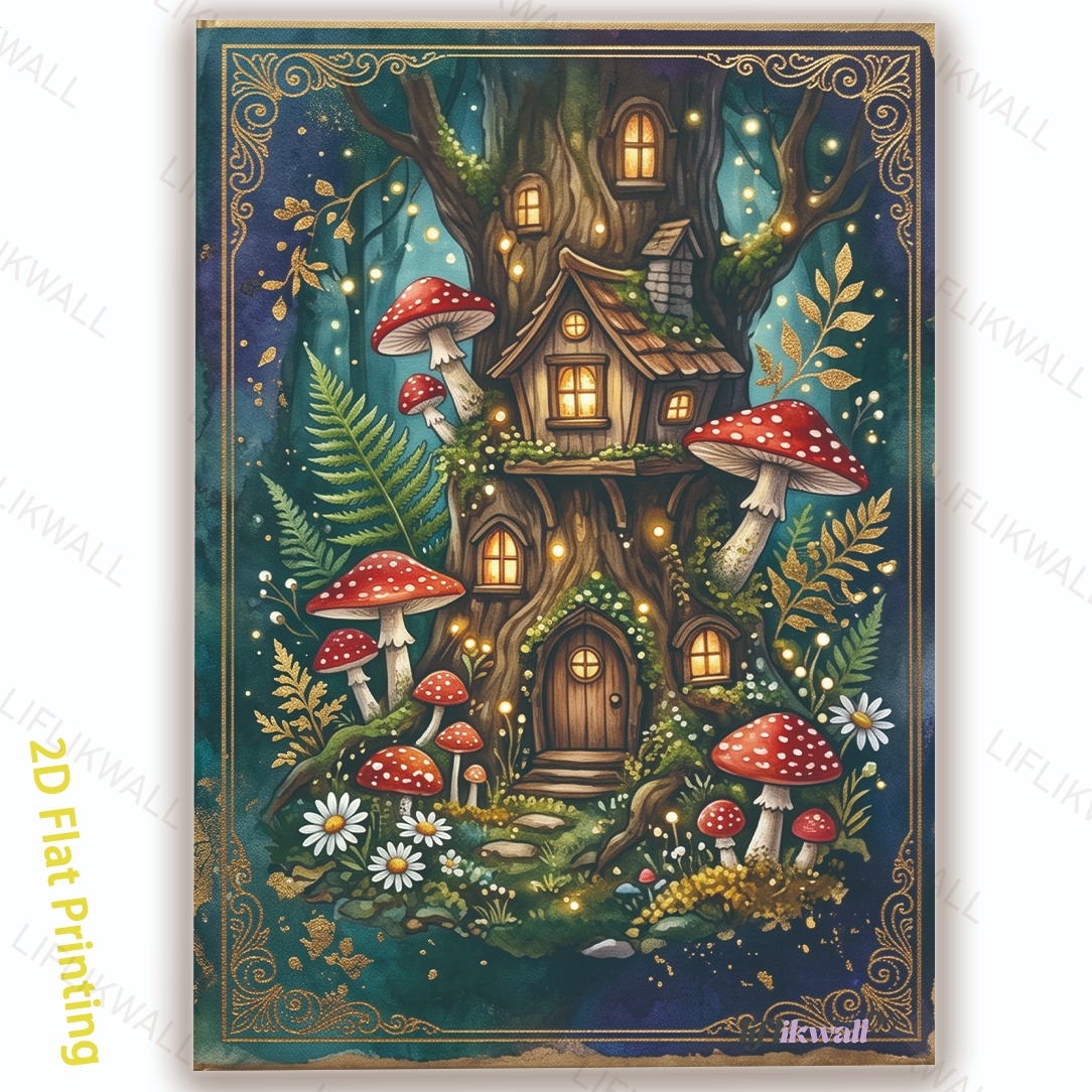 TEMU 2d Flat A5 Size 96 Page Notebook (with Non Repeating Patterns), Including Mushroom Patterns, Suitable For Diaries, Handicraft Enthusiasts,