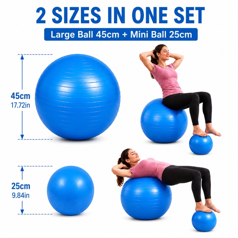 TEMU Ensemble de grande boule de yoga de et mini boule de yoga de 25 cm, idéal pour l'entraînement du tronc, les exercices d', le Pilates et le