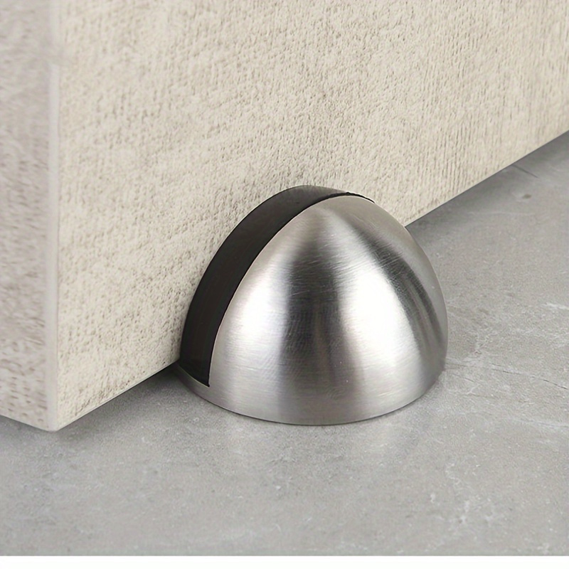 E-shop [Türstopper aus Edelstahl ohne Bohren] Türstopper aus Edelstahl mit Gummi-Bumper - Metall-Türstopper, Installation ohne Bohren,