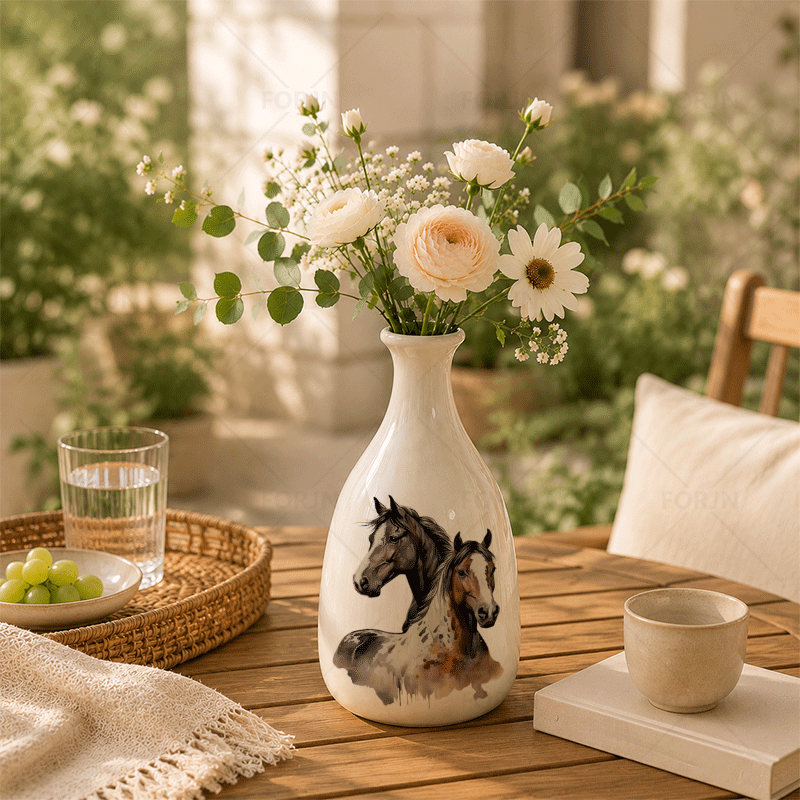 TEMU 1pc Ceramic Vase, Horse Portrait Suitable For Displaying Dried Flowers, It Makes A Gift For Kitchens, Living Rooms, Bedrooms, And More. Ideal
