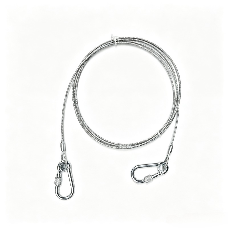 TEMU 1pc Corde à linge en acier inoxydable, câble en acier anti-chute, corde de sécurité revêtue et crochet, fil d'acier multifonctionnel robuste,