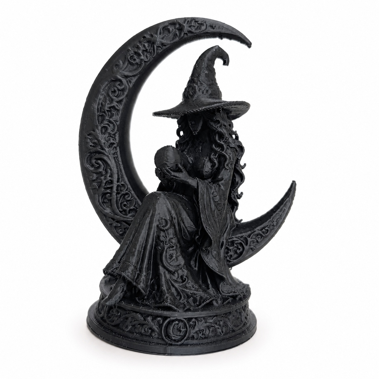 TEMU Figurine de Sorcière Croissant , Statue Gothique avec , Décoration de Table Lune Mystique, Ornement d'Étagère pour Halloween, Cadeau de