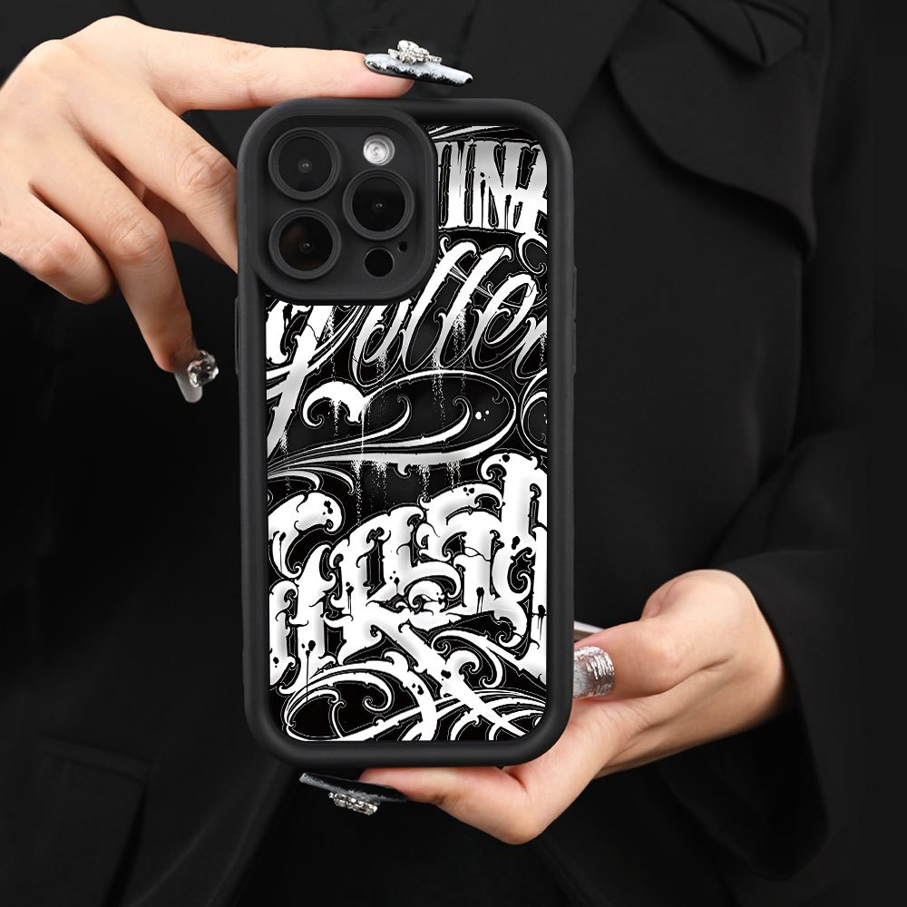 TEMU Phone Case - Graffiti Art Font With Curved Patterns, Suitable For Iphone 16, 15, 14, 13, 12, 11, 8, 7, Xr Plus, Pro Max, Mini, Se2, And Se3