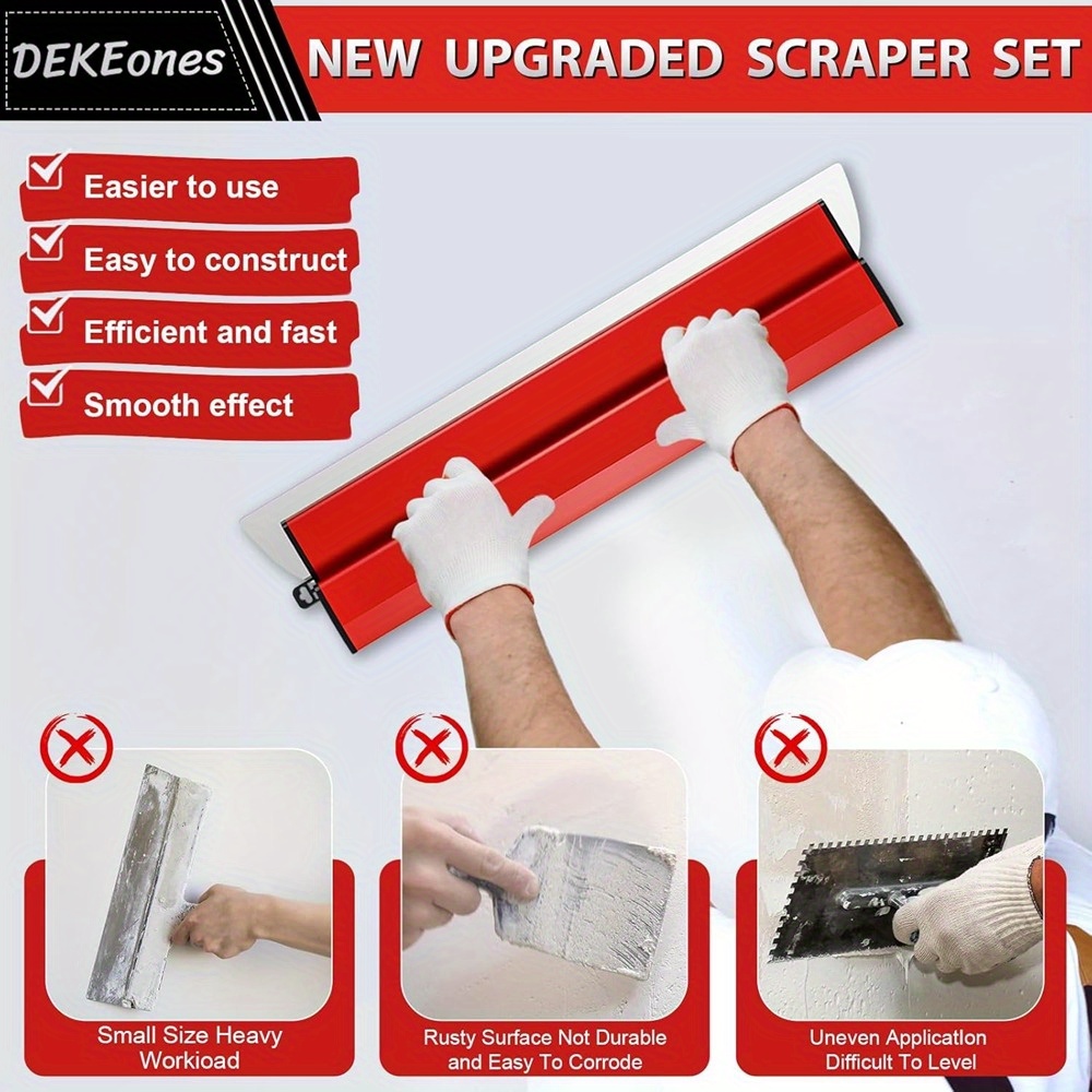 80cm Wall And Floor Leveling Scraper Blade Thickness 0. Surface Spatula With Stainless Steel Blade Ergonomic Handle Semi-circular Blade Design