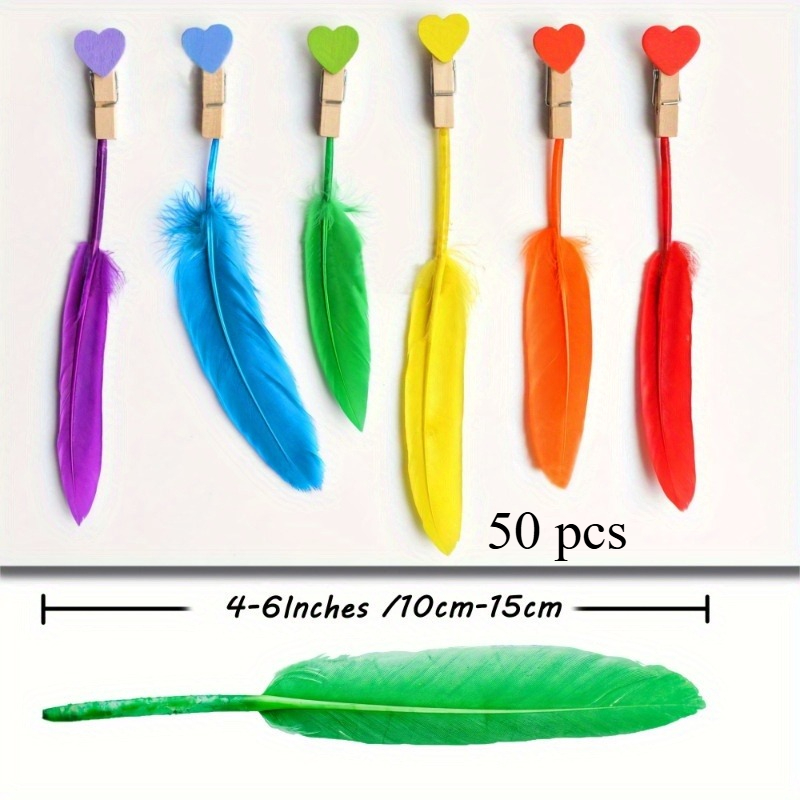 E-shop 50 Stück Federflügel, Mehrfarbige Kunstfeather, Feder Hochzeitsdekorationsmaterialien, Geeignet für Bastelarbeiten, Kleidhut-Design,