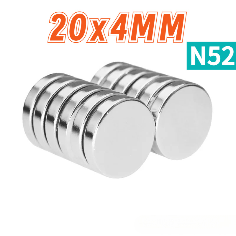 

6pcs 20x4mm Industrial Magnets, Permanent Round Magnets, Neodymium Magnets N52 Resources, Suitable For Temporary Fixed Products Or Tools, Indispensable In The Of Magnetic Sensors