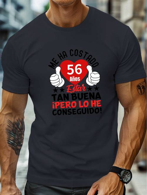 birthday gift perfect age 56 mens casual neck short sleeve t shirt for summer plus size