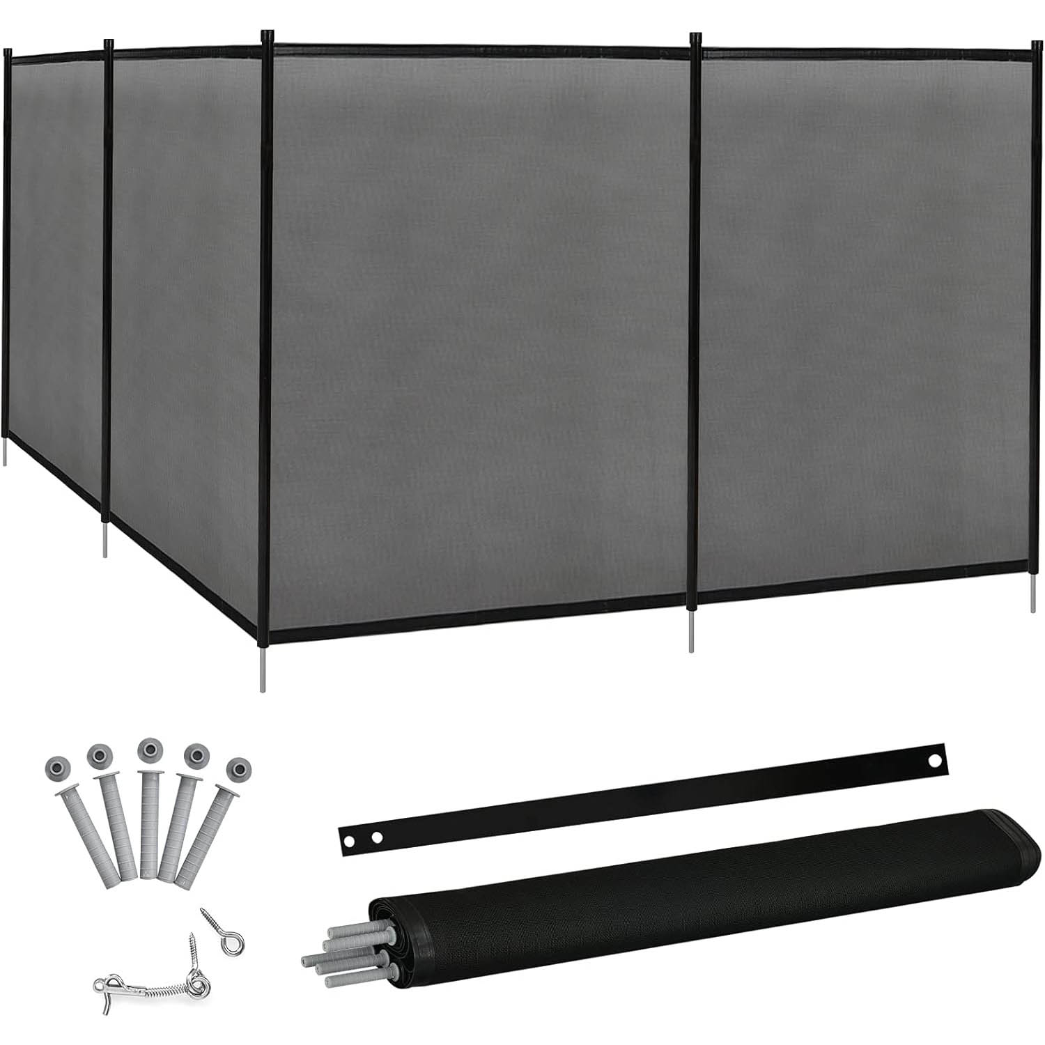 Image of Pool Safety Fence, Pool Rail For In-ground , Pond Decorative Fence, Pool Protection Fence For Swimming Pool, Pond, Garden, Black