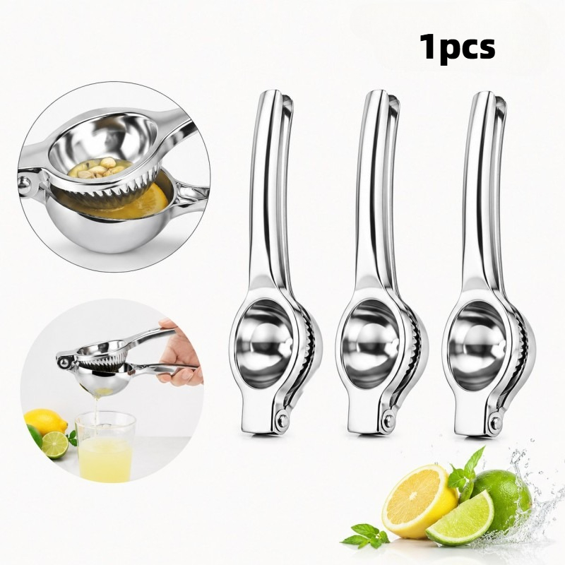 TEMU 1pc Stainless Steel Citrus Juicer, Manual Handheld Lemon And Lime Squeezer With Ergonomic Handle, Easy To Clean, Heavy-duty Fruit Press For Home