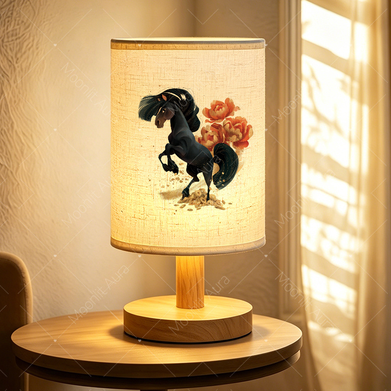 item picture 1pc fabric led lamp christmas or valentines day gift small fabric table lamp party decorative night   desktop ambient light birthday gift for   elegant horse with floral accents bwu56189