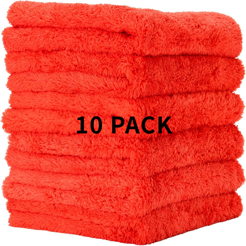 10pcs, 16x16in Red Microfiber Towel, Ultra Absorbent Car Drying, Polishing, Buffing Cloth & Interior Detailing Towel