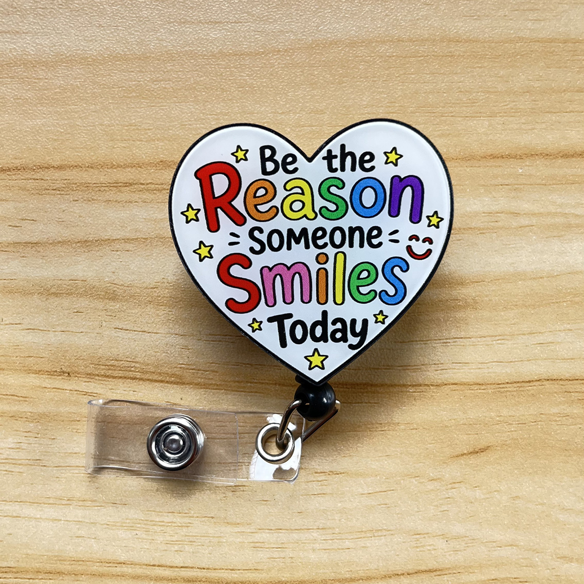 TEMU 2d 2d Retractable Id Badge Reel With Cute Design, Nurse Hospital Name Badge Holder With Office Lanyard, 1pc, Surface Features A Protective Film,