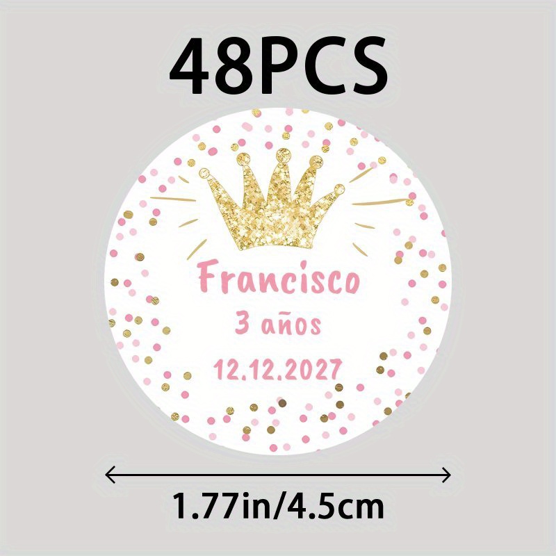 TEMU Pegatinas personalizadas con 48/96, pegatinas personalizadas en español "3 Años" y otras pegatinas de , pegatinas de con de corona, pegatinas