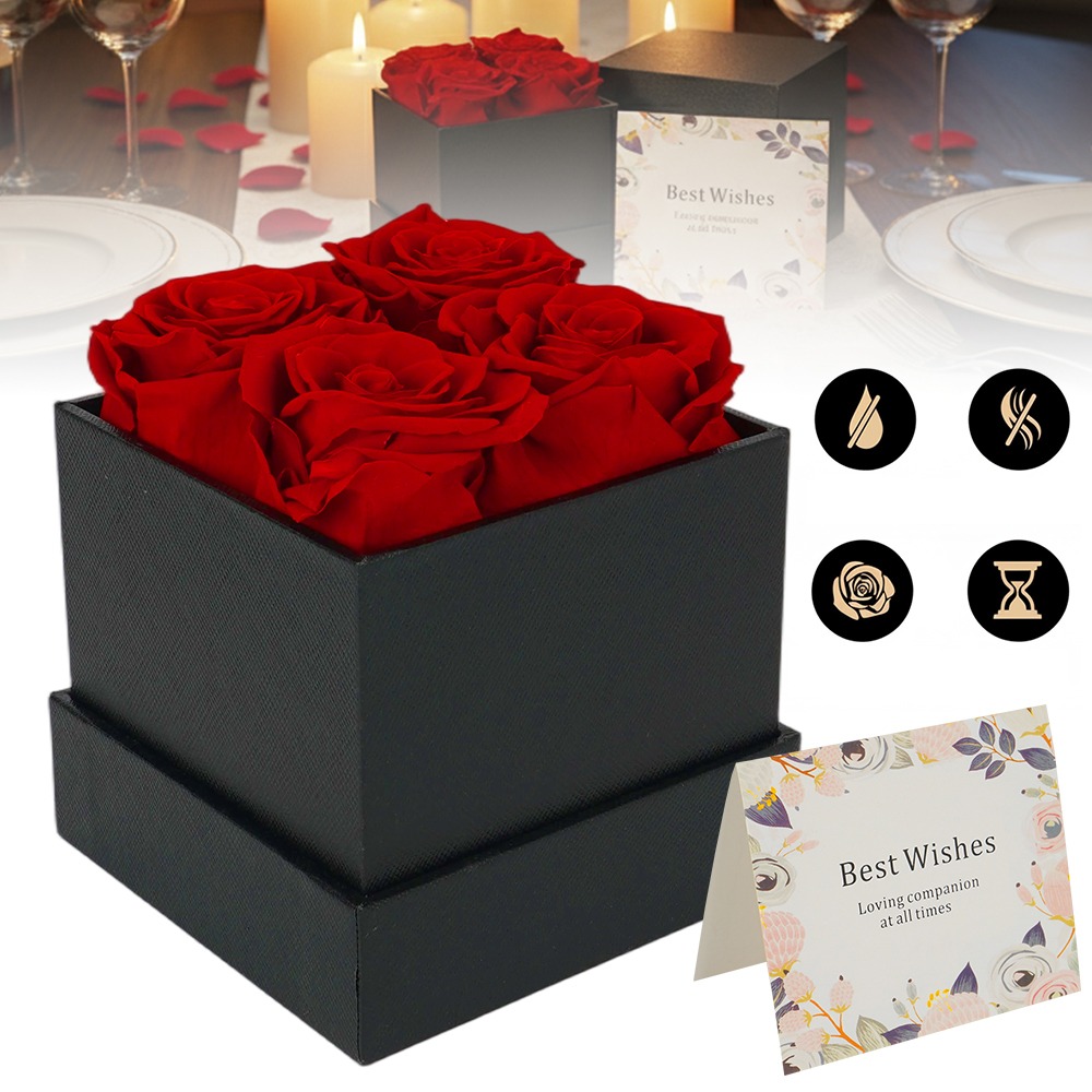 Gift Box Set Of Preserved Roses, Flowers That Last, Ideal For Gifting Women On Occasions Like Anniversaries, Mother's Day, Valentine's Day, Christmas, And Birthdays