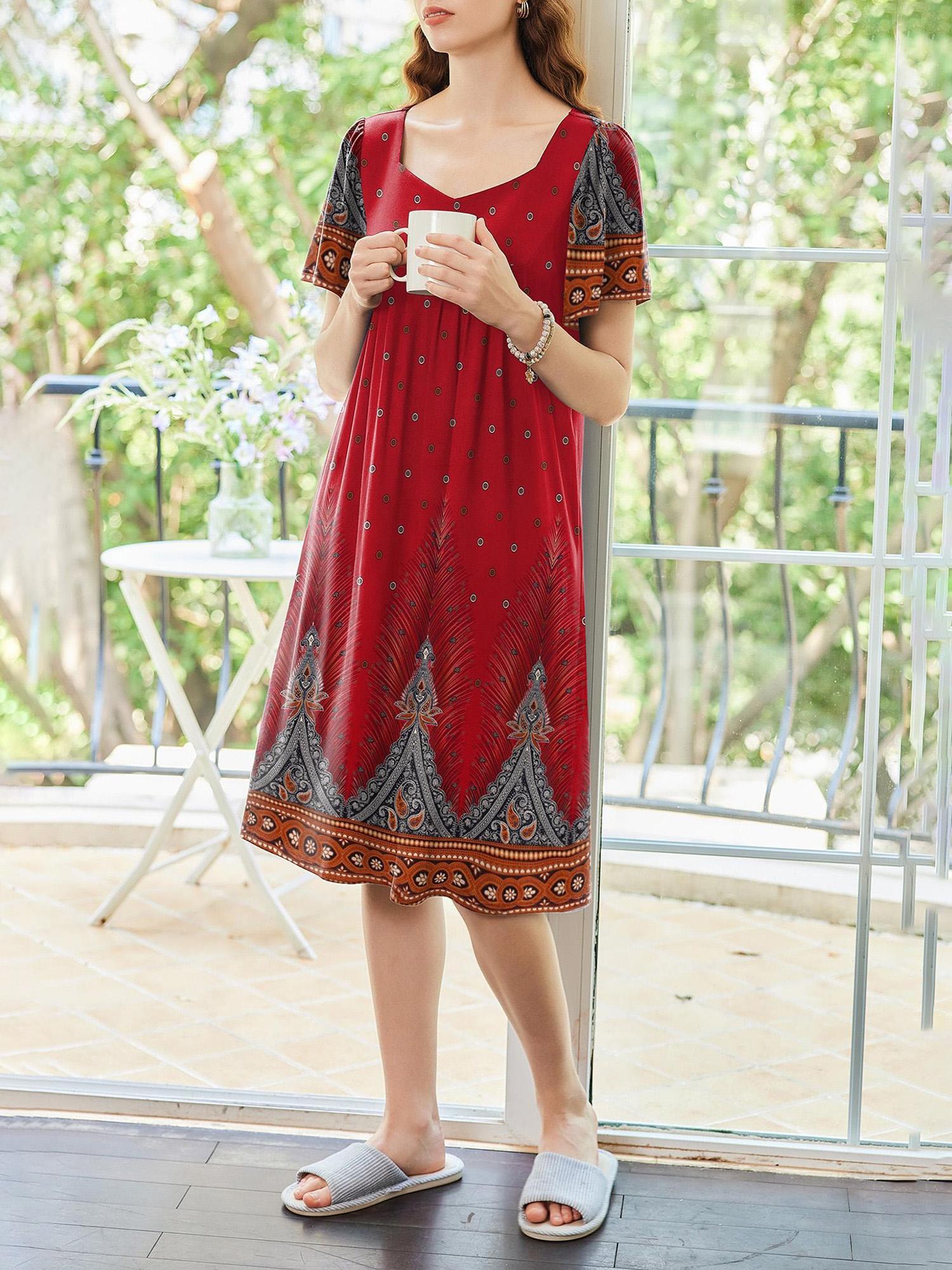 1pc womens tribal print polyester mumu dress season - Temu