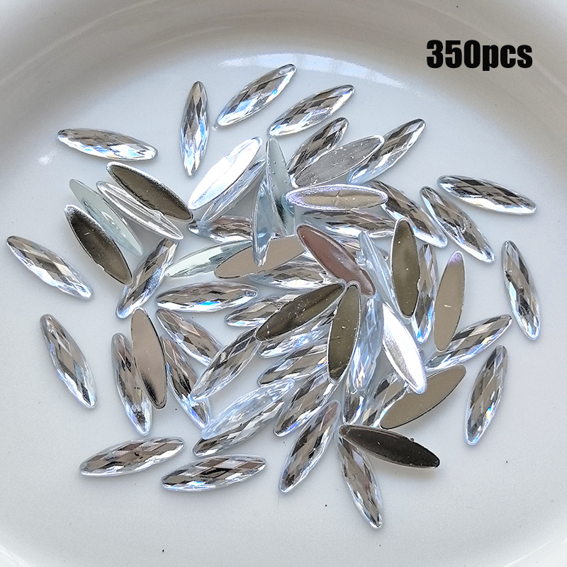 E-shop 350 Stück 0,4*1,5 cm/0,16*0,59 Zoll Bohemian Pferdeauge Acryl Strasssteine für DIY Maniküre, Schmuck, Kleidung Handyhüllen-Dekoration