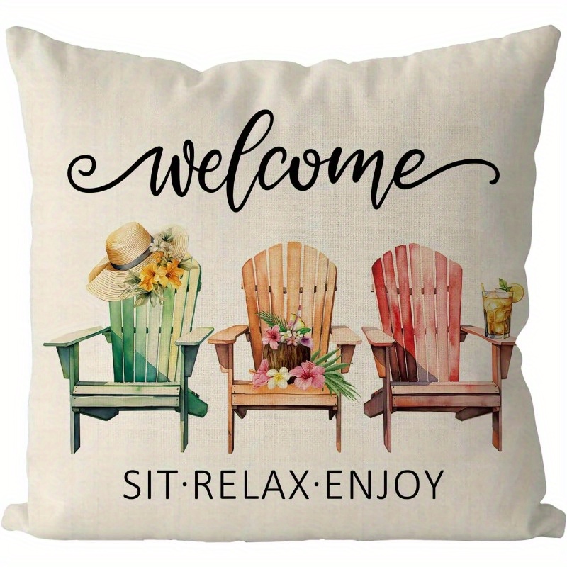 1pc summer pillow cover 18x18 inch floral adirondack chair Temu