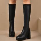 botas de tobillo con plataforma y tacón retro para mujer - , cierre con cremallera, forro de tela y de goma, cómodas para todo , diseño elegante, , calzado casual o formal, zapatos de caminar modernos, confortable, artesanía de calidad