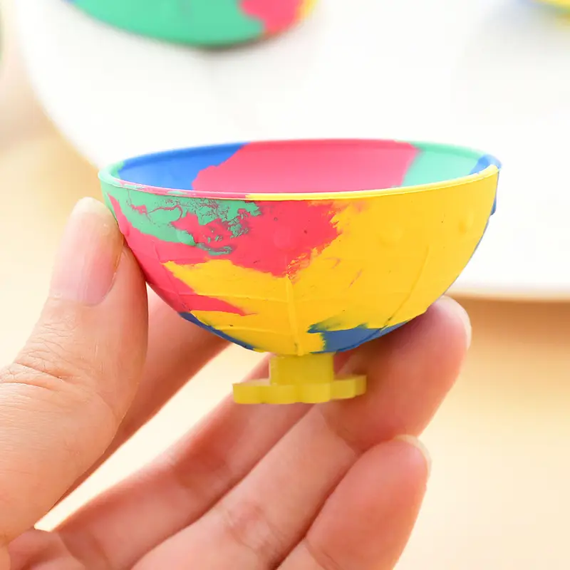2pcs mixed color rubber bounce bowl hip half side bouncing ball gyroscope fidget toys details 6
