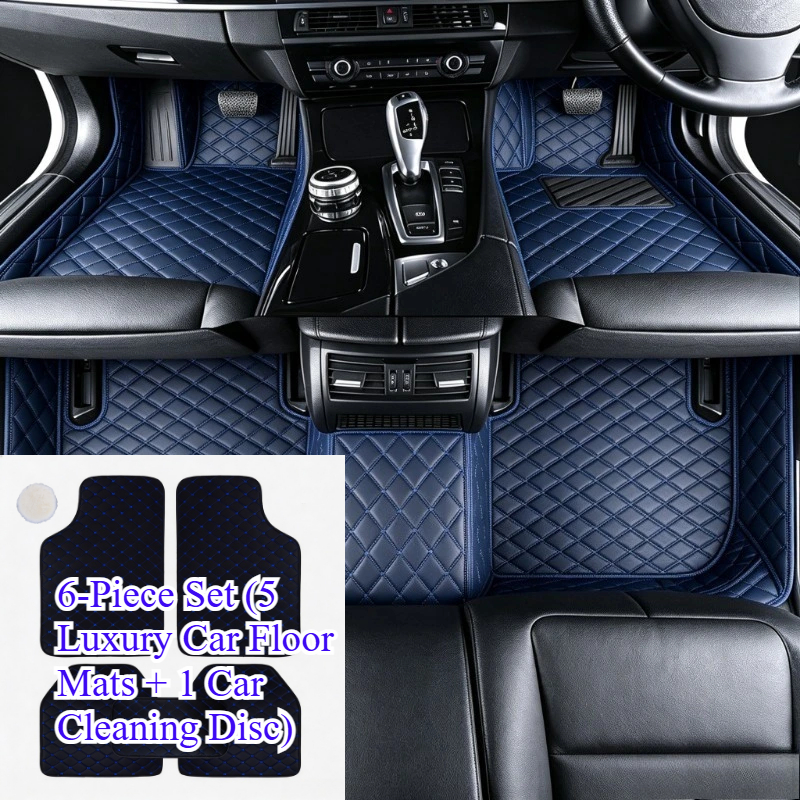 TEMU 6pcs Set: 5 Deluxe Pu Leather Car Floor Mats + 1 Car Cleaning Pad. Suitable For Sedans, Trucks, And Suvs. Universal Model With Weatherproof
