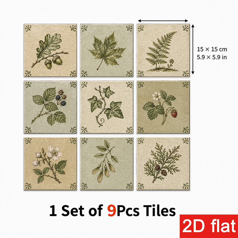 TEMU 2d Flat 9pcs 15x15cm (5.9x5.9in) Slate Tile Stickers Elegant For Kitchen Backsplash, Coffee Corner, More - Peel And Stick Wall Tiles With Rustic