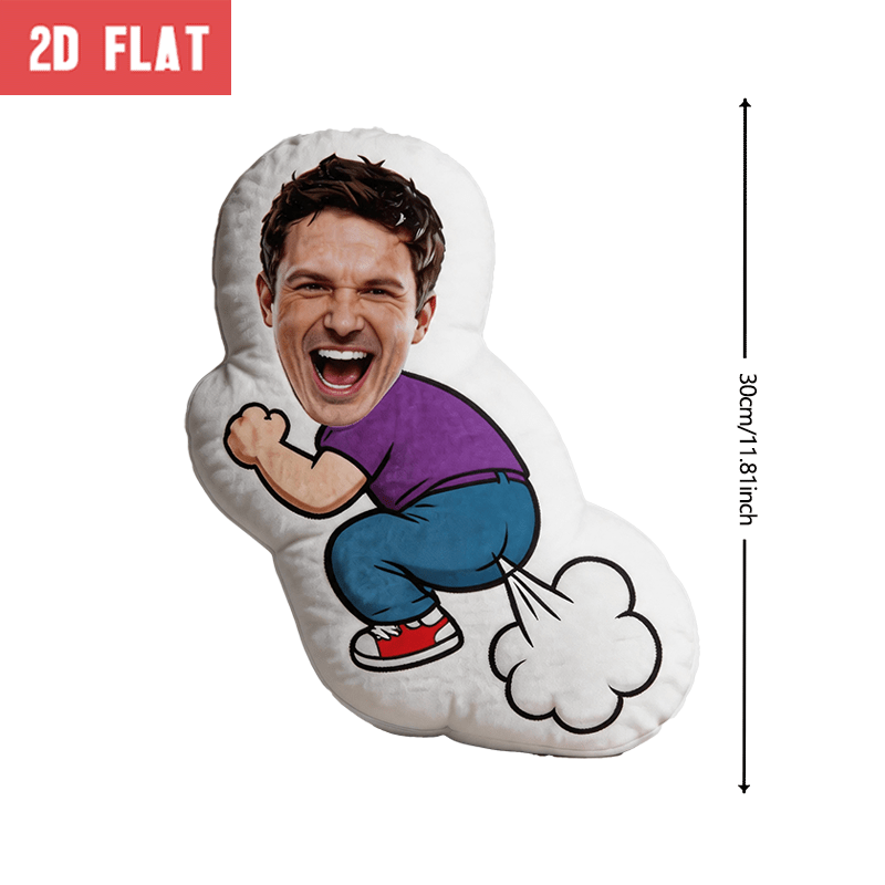 TEMU Personalized Photo Customization: Laughing For Man Character White Custom Shaped Decorative Cushion, Illustration Accent Pillow For Sofa & Bed,